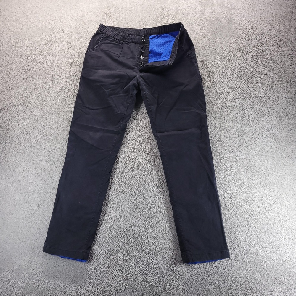 WOOF Clothing Pants Mens M Black Commando Chino Lined Elastic Waist Travel